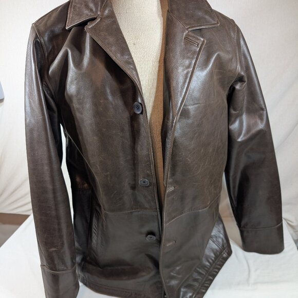 Men's Structure Leather Jacket - Picture 1 of 4
